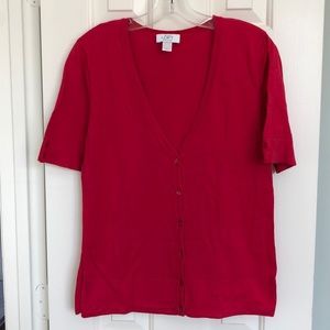 LOFT Berry Colored Short Sleeve Cardigan
